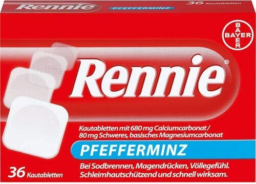 Bayer Rennie Pfefferminz Kautabletten, 36 Stück