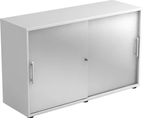 Hammerbacher Schiebetürenschrank 2OH V1752S, Relinggriff, weiß/silber, Aktenschrank