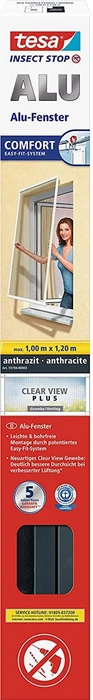 tesa Insect Stop ALU Comfort Fliegengitterfentster 100x120cm anthrazit