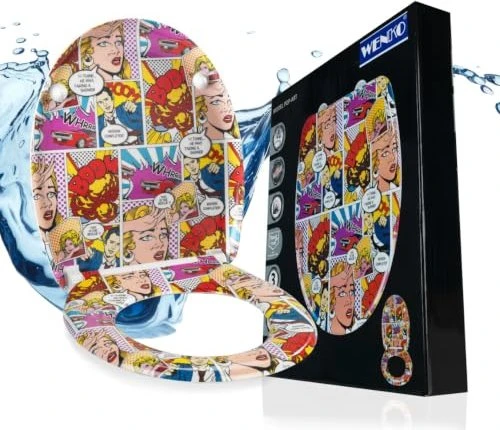 Wenko Pop-Art WC-Sitz mit Absenkautomatik weiß, bunt