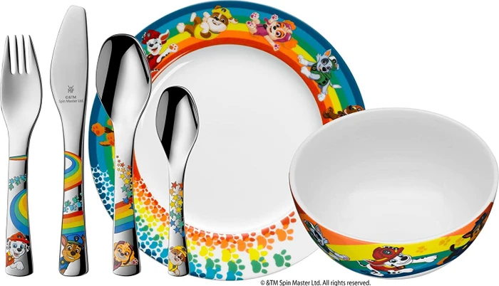WMF Kindergeschirr-Set PAW Patrol | 6-teilig | Kinderbesteck & Geschirr ab 3 Jahren | Cromargan polierter Edelstahl Image