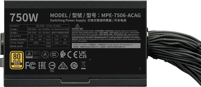 Cooler Master MWE V3 Black 750W, ATX 3.1
