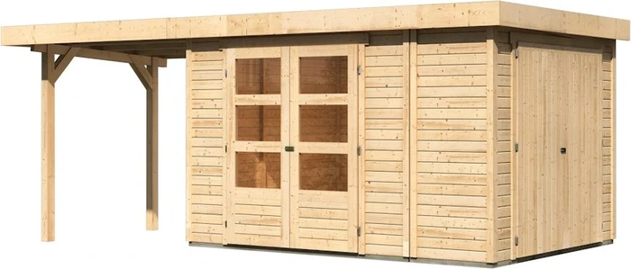 Karibu Retola 4 Gartenhaus inkl. Anbau 2.4m natur
