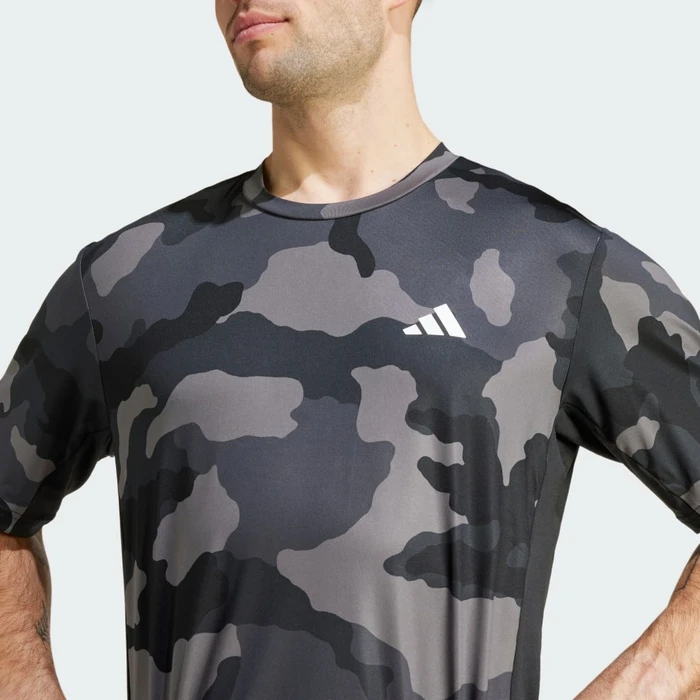 adidas Train Essentials Camo Allover Print Funktionsshirt kurzarm schwarz (Herren)