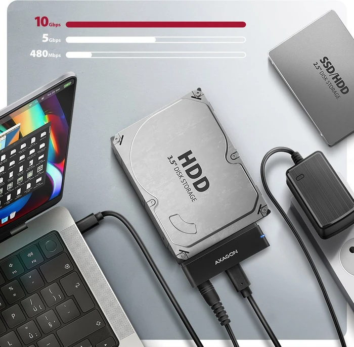 Axagon 2.5"/3.5" Adapter, USB-C 3.1, USB -> SATA
