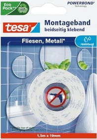tesa Powerbond Ultra Strong Montageband Fliesen & Metall transparent, Klebeband, 19mm/1.5m, 1 Stück
