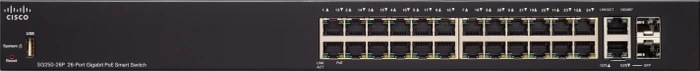Cisco SG250 Rackmount Gigabit Smart Switch, 24x RJ-45, 2x RJ-45/SFP, 195W PoE+