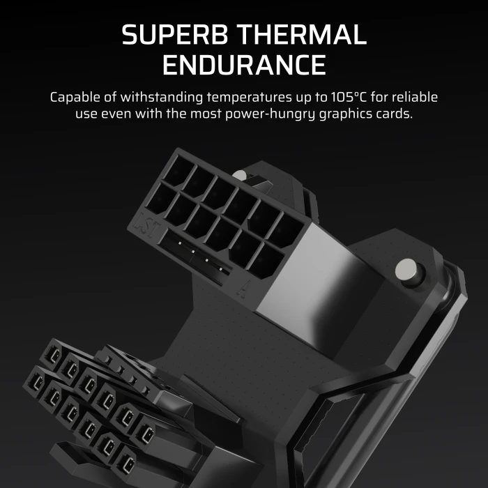 Corsair 12V-2x6 Winkeladapter 180°, PCIe 5.1 GPU Power Bridge, Stil A, Sense Pins innen, schwarz