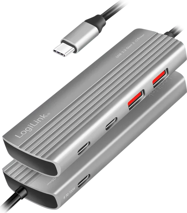 LogiLink Ultra-Slim USB-Hub, 2x USB-C 3.1/2x USB-A 3.1, USB-C 3.1 [Stecker]