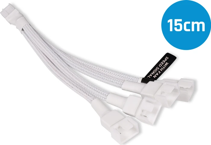 Alphacool 4-Pin auf 4x 4-Pin Verteiler, sleeved, 15cm, weiß