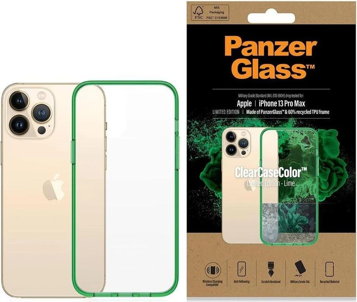 PanzerGlass Clear Case Color AntiBacterial für Apple iPhone 13 Pro Max Lime Limited Edition