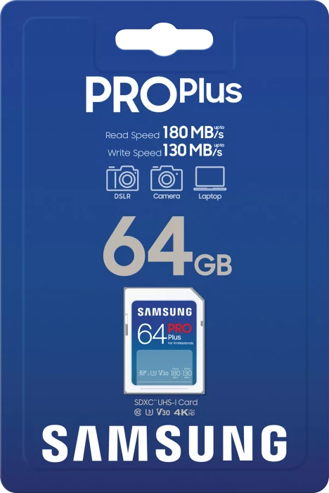 Samsung PRO Plus for Professionals R180/W130 64GB, UHS-I U3, Class 10