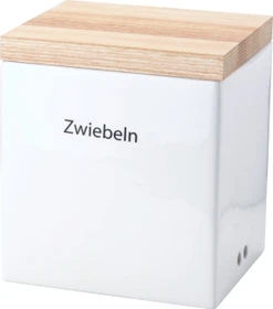 Continenta Vorratsdose mit Holzdeckel Zwiebeln weiß