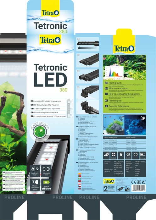 Tetra Tetronic LED ProLine 380, Vollspektrumleuchte mit Nachtlicht-Modus, 380-620mm, blau/rot/weiß, 10W