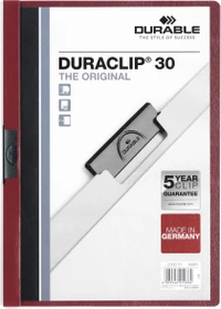 Durable Duraclip 30 Klemmmappe, A4, dunkelrot/transparent