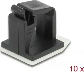 DeLOCK Kabelhalter mit Verschlussclip, selbstklebend, schwarz, 10 Stück