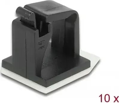 DeLOCK Kabelhalter mit Verschlussclip, selbstklebend, schwarz, 10 Stück