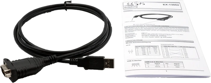 Exsys USB-A 1.1/2.0/3.0 auf RS-232 (seriell) Adapter, mit Prolific Chipsatz