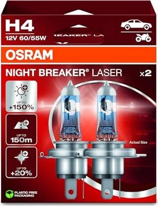 Osram Night Breaker Laser H4 60/55W +150%, 1er-Pack Faltschachtel