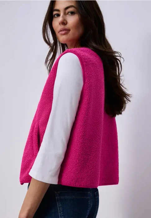 Street One V-Neck aus Teddy-Material Weste magenta dream (Damen)