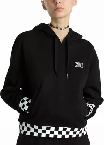 Vans Boom Boom Check Crop Hoodie schwarz (Damen)