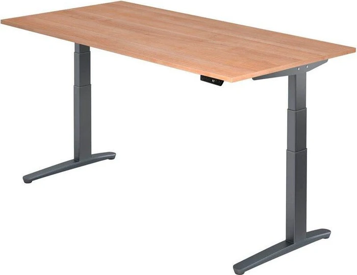 Hammerbacher Ergonomic Aktiv XBHM12 elektrisch höhenverstellbarer Sitz-Steh-Schreibtisch 200x100cm Nussbaum/graphit