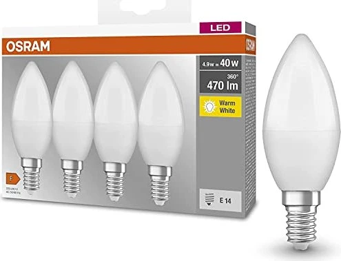 Osram Ledvance LED Base Classic B 40 E14 5.7W/827, 4 Stück