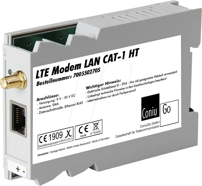 ConiuGo LTE GSM Modem HT CAT 1, Industrial, Railmount, LAN-Version