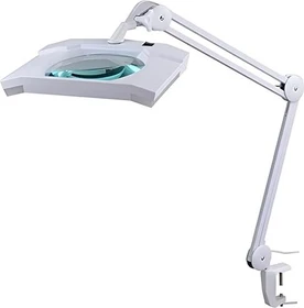 Semplix LED Lupen-Tischlampe 3D, 1.75x, 3 Dioptrien, mit Tischklemme weiß