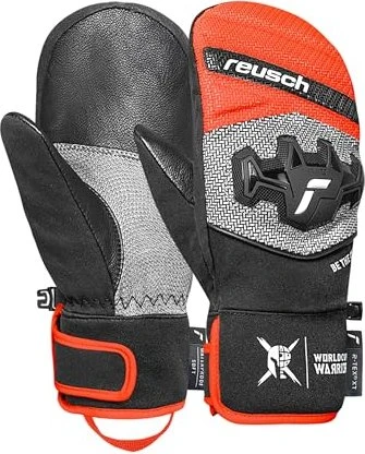Reusch Worldcup Warrior Prime R-Tex XT Mitten Skihandschuhe black/silver/fluo red (Junior)
