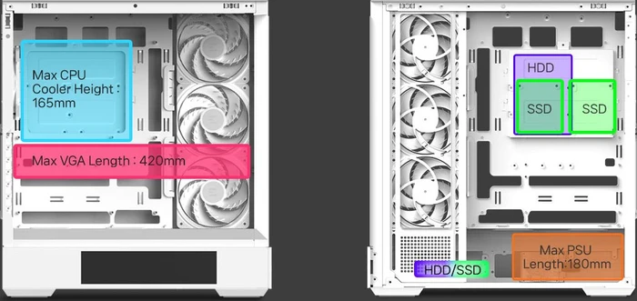 Zalman P40 DS White, weiß, Glasfenster