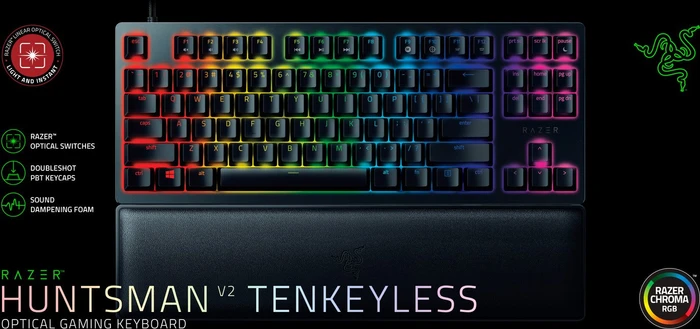 Razer Huntsman V2 TKL, LEDs RGB, schwarz, Razer Linear Optical Gen-2 RED, USB, FR