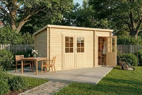 Alpholz Gartenhaus Maria inkl. Anbau 450x279cm natur