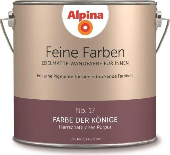 Alpina Farben Feine Farben No. 17 Farbe der Könige innen herrschaftliches purpur edelmatt weiß, 2.5l