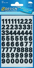 Avery-Zweckform Zahlenetiketten, 76x120mm, wetterfest, schwarz, 2 Blatt (126 Etiketten)