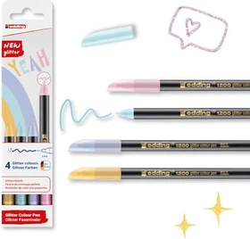 edding 1200 Glitter pastell blau/pink/violett/gelb, 4er-Pack