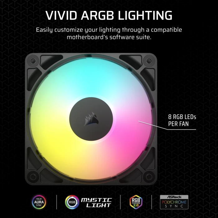 Corsair RS Series RS120 Reverse ARGB, schwarz, 120mm, 3er-Pack