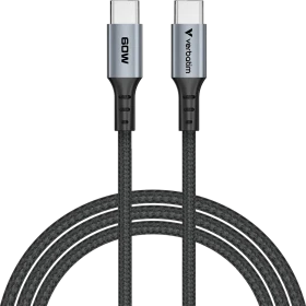 Verbatim Sync & Charge USB-C Kabel, USB 2.0, 480Mb/s, 60W PD 3.0/QC 3.0, USB-C Stecker auf USB-C Stecker, schwarz, 1.2m (31845)