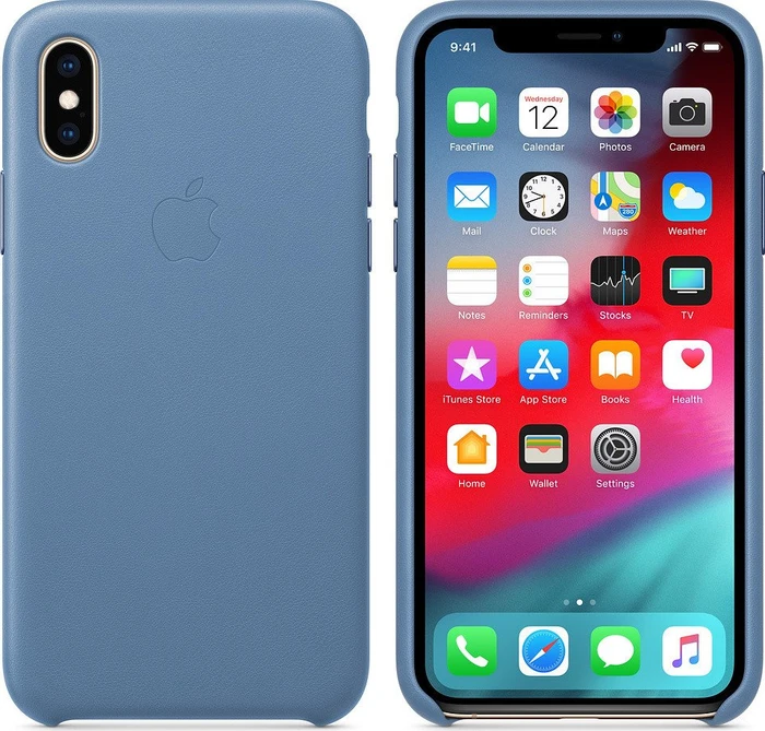 Apple Leder Case für iPhone XS kornblumenblau