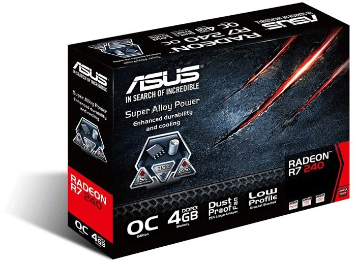 ASUS Radeon R7 240, R7240-OC-4GD3-L, 4GB DDR3, VGA, DVI, HDMI