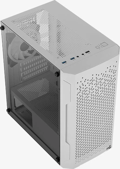 AeroCool Trinity Mini White, weiß, Lüfter LED Fixed RGB, Glasfenster