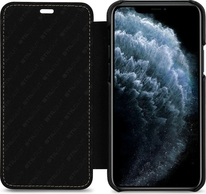 Stilgut Book Type Leather Case für Apple iPhone 11 Pro schwarz