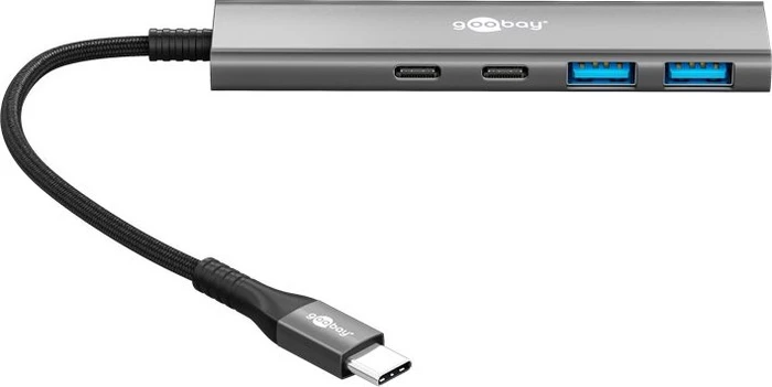 Wentronic goobay Slim 4-Port USB-Hub, 2x USB-C 3.0/2x USB-A 3.0, USB-C 3.0 [Stecker]