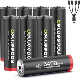 Delyeepow Rechargeable USB-C Mignon AA, 8er-Pack