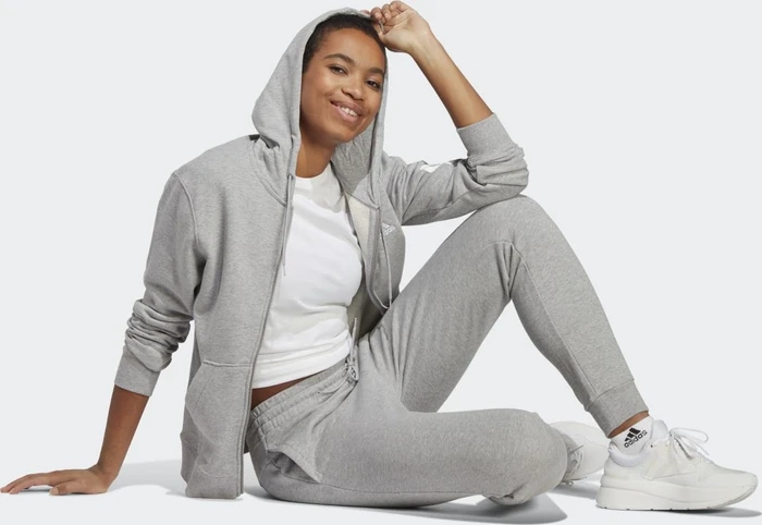 adidas Essentials Linear French Terry Cuffed Trainingshose lang medium grey heather/white (Damen)