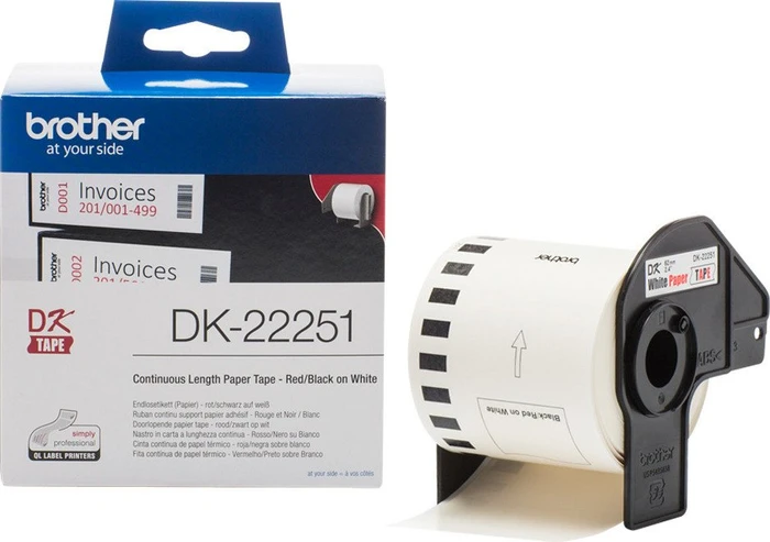 Brother Endlosetiketten DK-22251, 62mm, 15.2m, schwarz/weiß/weiß