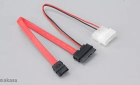 Akasa SATA Buchse auf SATA 7-Pin + 4-Pin Strom Stecker Kabel 0.2m (AK-CB050-20)