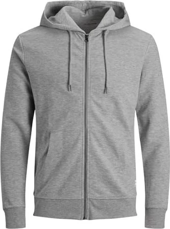 Jack & Jones Einfarbig Zip Hoodie light grey melange (Herren)
