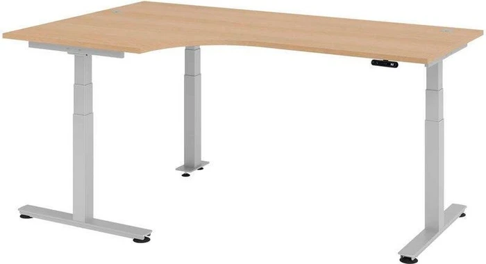 Hammerbacher Ergonomic Aktiv XDSM82/E/S elektrisch höhenverstellbarer Sitz-Steh-Schreibtisch 200x120cm Eiche/silber