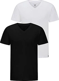 Lee V-Neck 2er-Pack T-Shirt kurzarm schwarz (Herren)